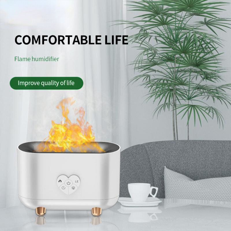 Aromatherapy Diffuser Essential Oil Diffuser with Touchable Flame Special Effect Light Baby Cool Mist Humidifier for Home Office
