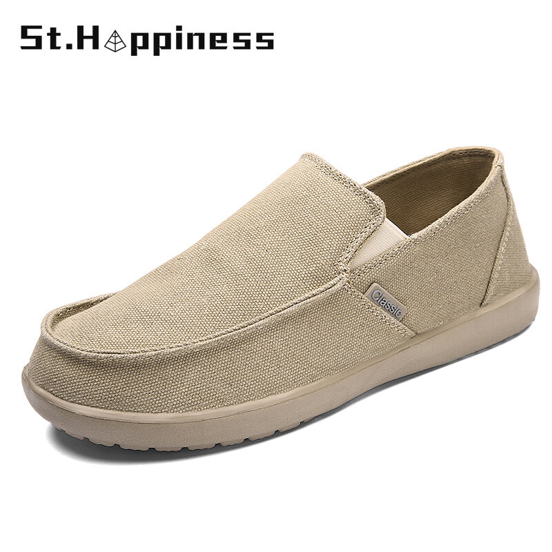 2022 Summer New Men's Canvas Boat Shoes Breathable Fashion Casual Soft Driving Shoes Lightweigh Slip On Loafers Big Size Hot