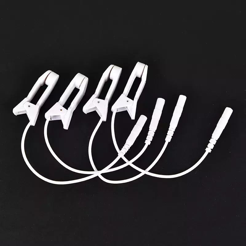 2PCS Ear Pain Relief Clip Tens 2.0mm Pin Breast Nipple Electrode Lead Wire Connecting Cable Sleeping Aids for Massagers Earclips