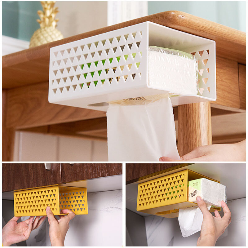 Caja de pañuelos multifuncional montada en la pared para el hogar, organizador de accesorios de baño, soporte para pañuelos de cocina