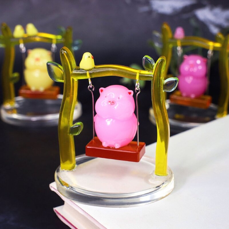 Cute Piggy Silicone Resin Molds Set Epoxy Resin Casting Molds Swing Pig Silicone Mould Accessories for Car Table Decor