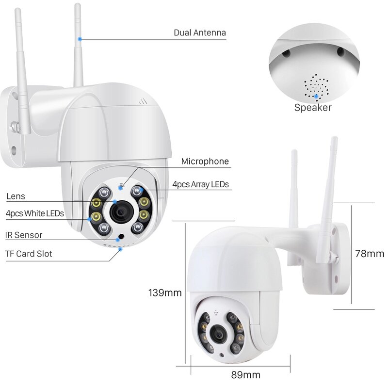 Caméra de Surveillance extérieure iP Wifi HD 5MP, dispositif de sécurité sans fil, avec ia, Zoom numérique, détection humaine