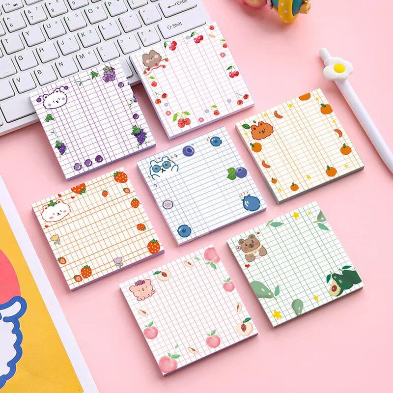 Korean Ins Cartoon Sticky Note Creative Cute Notebook Fruits Sign This Student Office Supplies Accessories Memo Pad Stationery