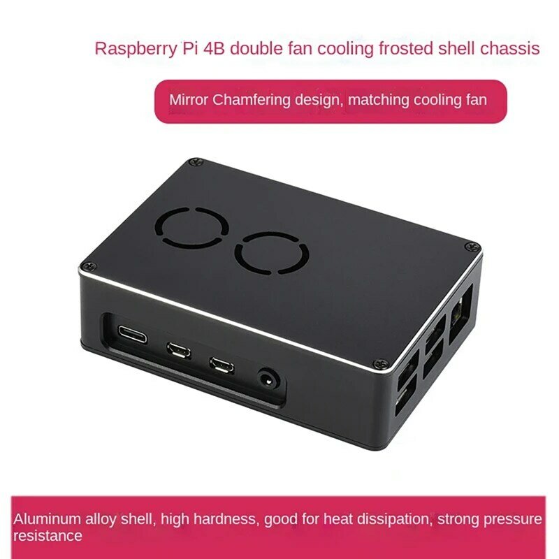 Podwozie Waveshare Shell dla Raspberry Pi 4B dedykowane chłodzenie z dwoma wentylatorami matowa powłoka ze stopu aluminium dopasowanie podwozia wentylator chłodzący