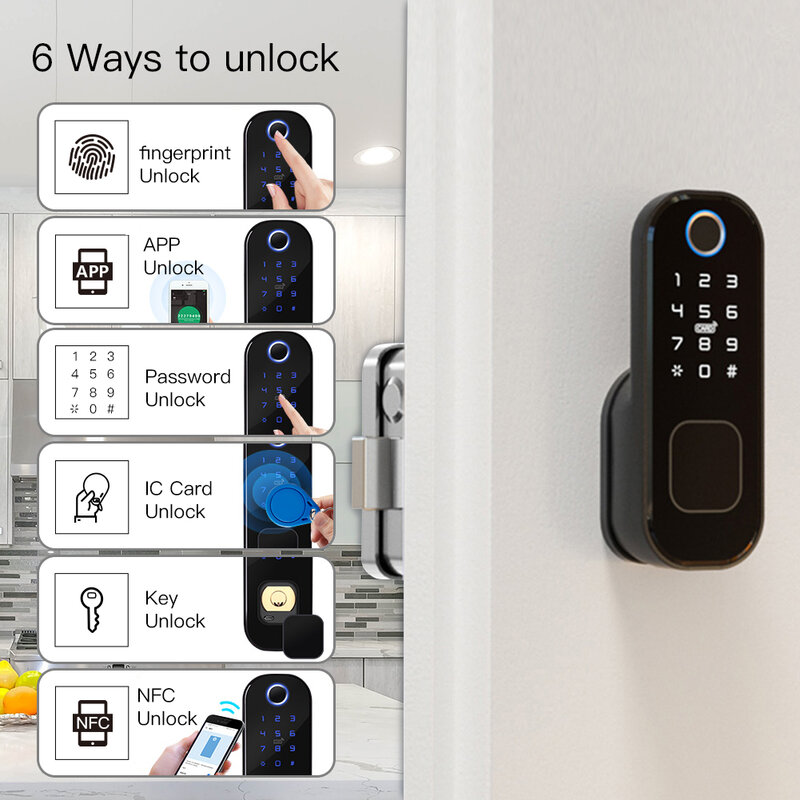 Moes Tuya WiFi Smart Lock Door blocco impronte digitali Smart Home blocco impermeabile blocco porta digitale Password per la sicurezza domestica dell'hotel