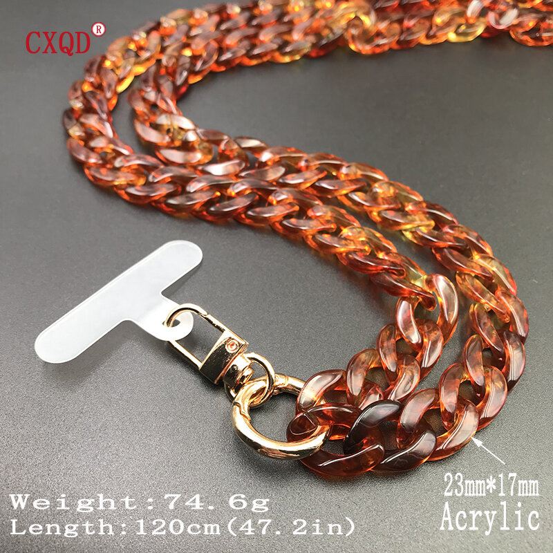 120cm Bevel Design Anti-lost Phone Lanyard Rope Neck Strap Colorful Portable Acrylic Cell Phone Chain Accessories Gifts Outdoor