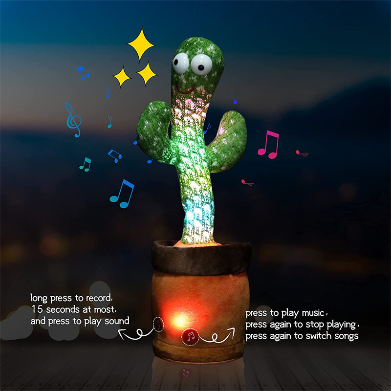 Taniec kaktus zabawka powtórz to, co powiedziałeś 60/120 piosenek Bluetooth kaktus skręcanie ciała z muzyką roślin dzieci pluszowe zabawki