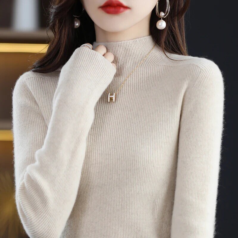 22 Autumn Winter New Cashmere Sweater For Women Pullover Pure Color Round Collar First-Line Garment Pure Wool Knit Base Sweater