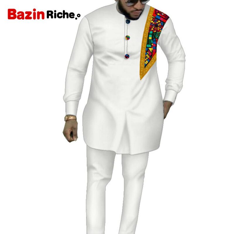 Afrikanische Männer Kleidung Anzug Dashiki Mens Top Hose 2 Stück Outfit Set Riche Shirt Mit Hosen WYN1317