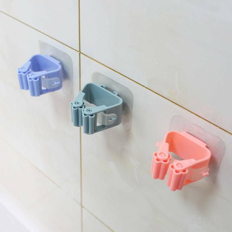 4Pcs Wand Montiert Multi-Zweck Haken Organizer Mop Halter Selbst-adhesive Pinsel Besen Aufhänger Haken Küche Bad starken Haken