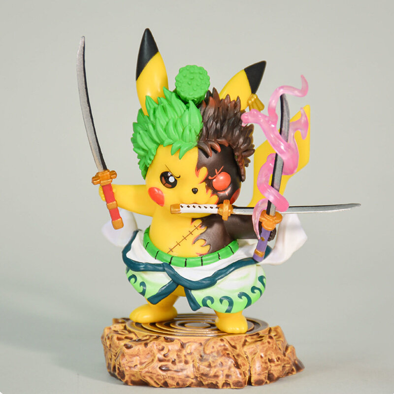 4 Inch Pokemon Anime Figure Pikachu Kawaii Cosplay Roronoa Zoro Figurine Statues GK Collection Birthday Doll Gift for Children