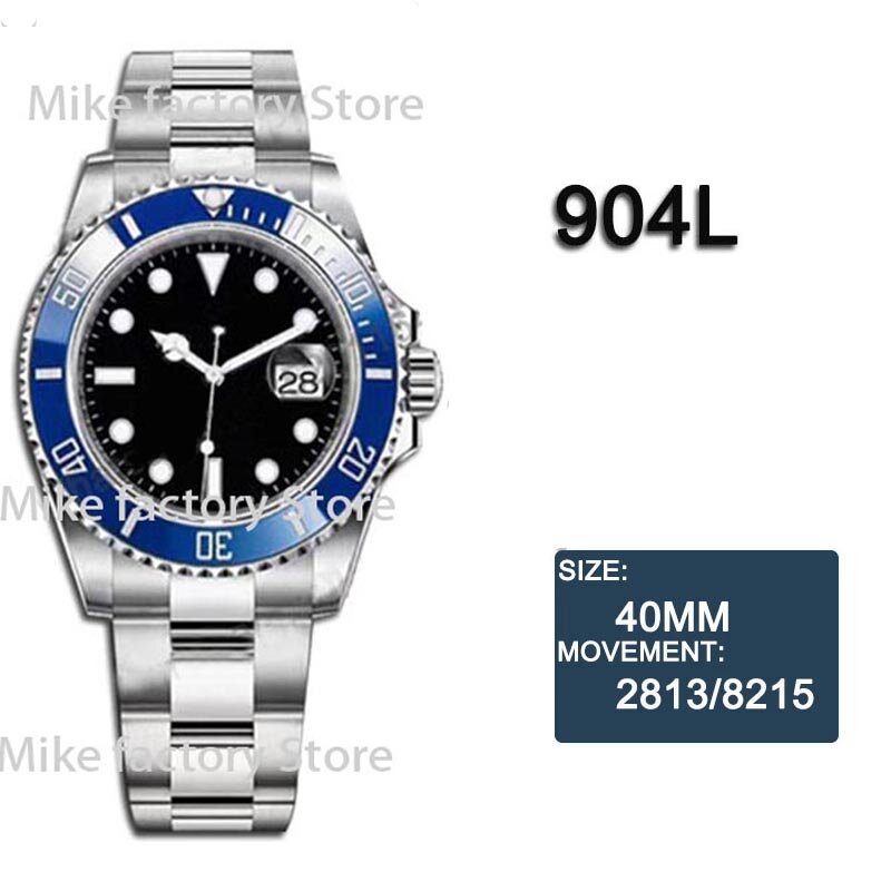 Relógio masculino de luxo masculino 904l aço inoxidável pulseira 8215 relógios mecânicos automáticos