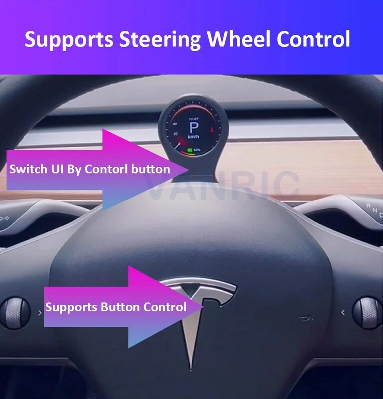 Per Tesla Tesla Model 3 Y strumento chilometraggio velocità apertura porta informazioni luce cintura di sicurezza Prompt Display LCD cruscotto