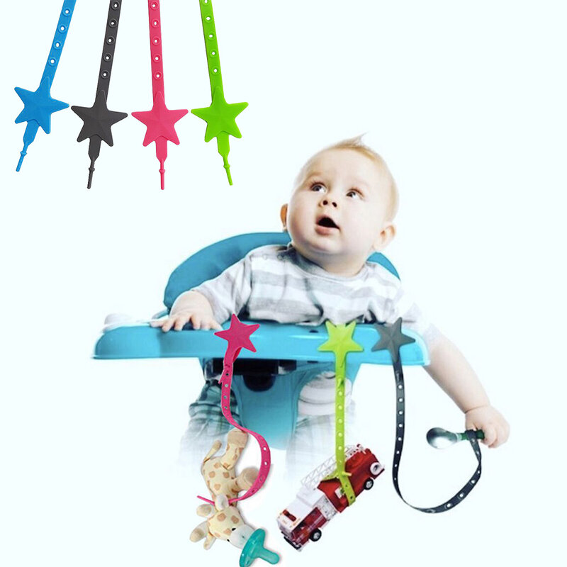 Porte-jouet en Silicone pour poussette, crochet Non toxique, accessoires pour nourrissons et tout-petits, attache-sucette à chaîne étoile pour bébé
