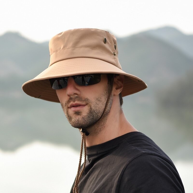 Sombrero de Sol de pesca para hombre, gorra cómoda de montañismo, ajustable, de poliéster, protección solar, a la moda, de verano