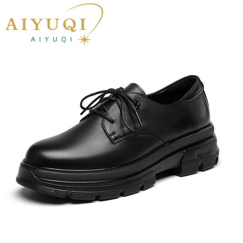 AIYUQI Women Loafers Shoes 2023 Spring New Genuine Leather Women Work Shoes Lace Up Non-slip Ladies Casual Shoes