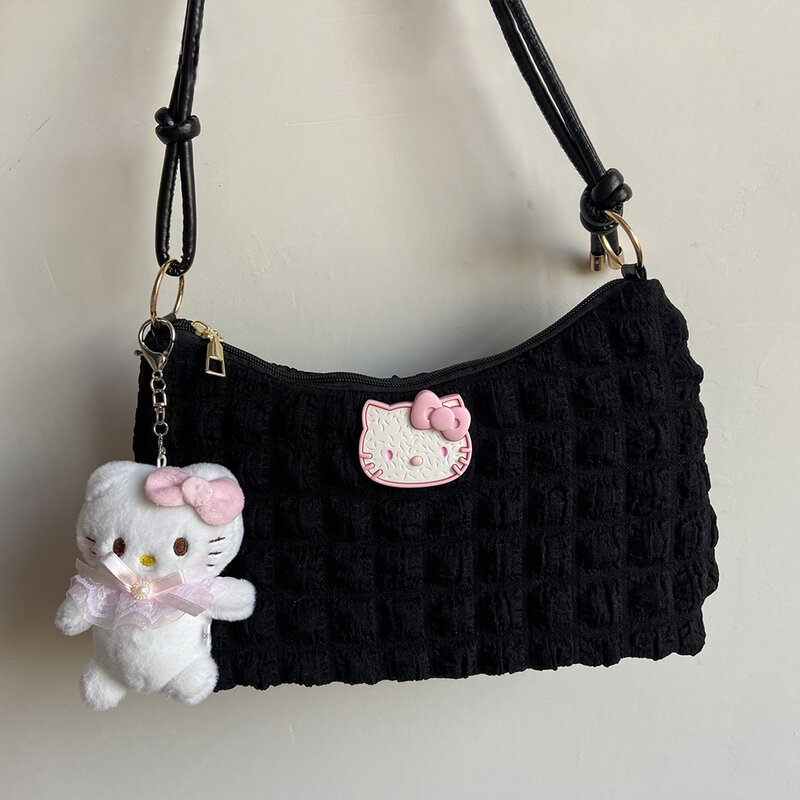 2023 New Hello Kitty Bolsa de Ombro Sanrio Gril Design Simples Elegante Underarm Crossbody Bag Alta Qualidade Bolsas Bolsa Presentes