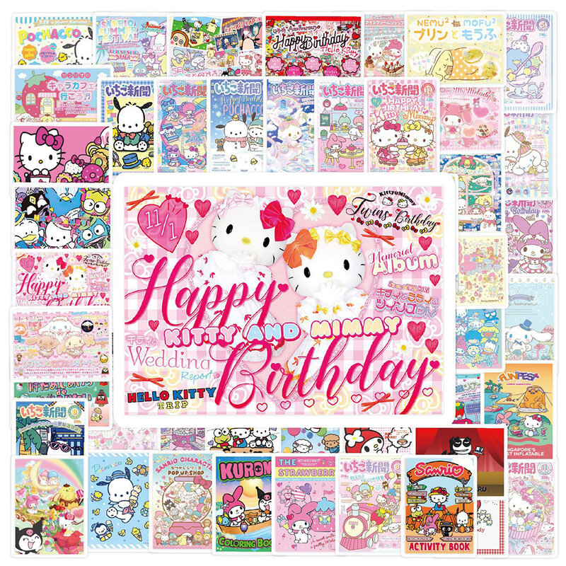 10/30/50 buah stiker kartun lucu Sanrio Kuromi My Melody Hello Kitty Pochacco Poster Anime Laptop ponsel stiker grafiti Kawaii
