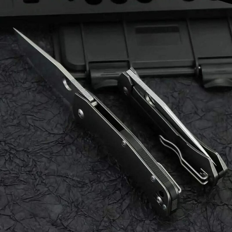 高品質のチタン製折りたたみナイフc186,2ブレード,包丁とハンドル,屋外の安全性,Tool-BY37