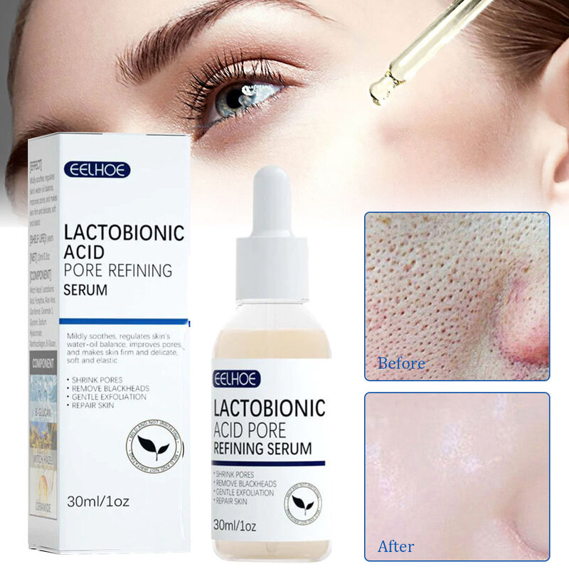 Lactobionic Acid Pore Shrink Serum Whiten Dark Skin Cream Fade Freckle Dark Spots Improve Dullness Face Brighten Nourish Essence