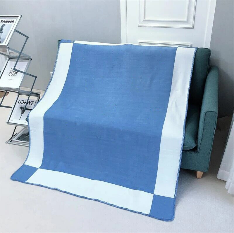 Selimut kotak-kotak H, selimut kasmir merek desainer untuk tempat tidur Sofa bulu rajutan wol selimut rumah kantor tidur siang syal portabel