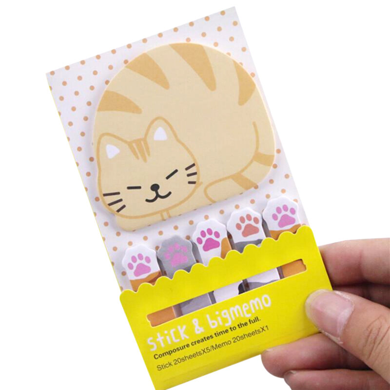 귀여운 고양이 팬더 귀여운 카와이 스티커 메모 패드, 학교 용품 플래너 스티커 종이 책갈피 한국어 문구