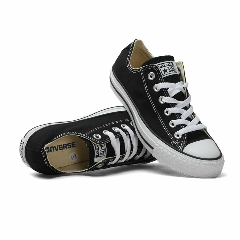 Sepatu Converse All Star Canvas Baru Original Sepatu Sneakers Pria untuk Pria Sepatu Skateboarding Klasik Rendah Warna Hitam