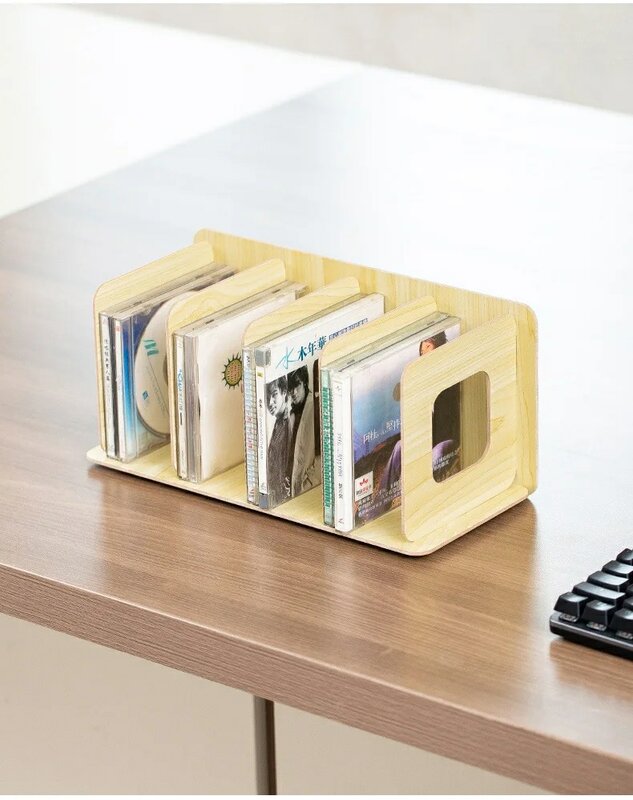 Natürliche Holz Farbe Schrank CD Album Haus Büro Lagerung Box Kreative Display DVD Rack Foto Film Locker Rekord Buch Rahmen