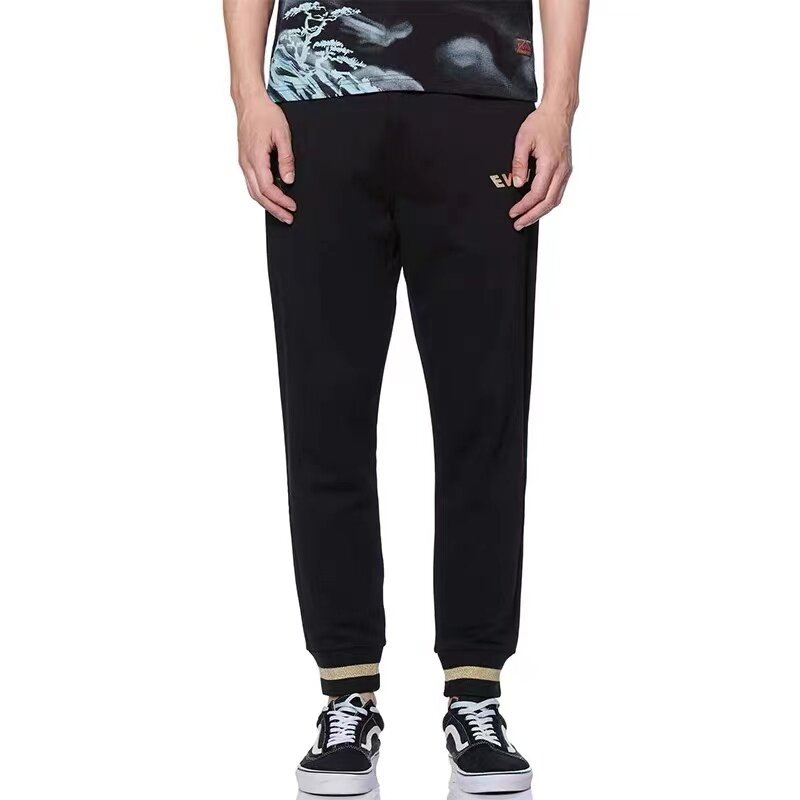 Pantalon de survêtement en coton noir, style Hip hop, impression multi-logo, M imprimé, Long pantalon de sport décontracté, automne