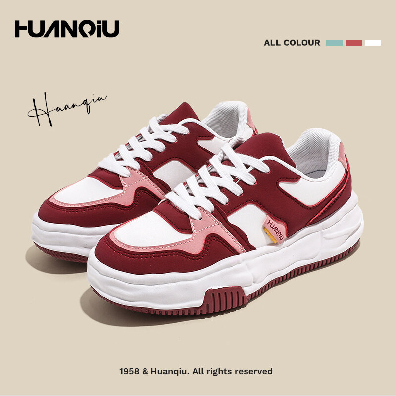 HUANQIU 2022 جديد المتخصصة تصميم تذويب نمط وحيد أحذية نسائية تنوعا التباين اللون موضة الرياضة سكيت احذية الجري