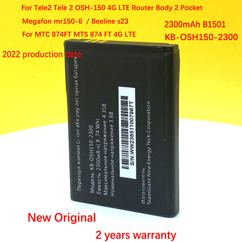 Batería B1501 de 2300mAh para MTC, 874FT, MTS, 874 pies, 4G, LTE, Wi-Fi de bolsillo, beelina s23, alta calidad