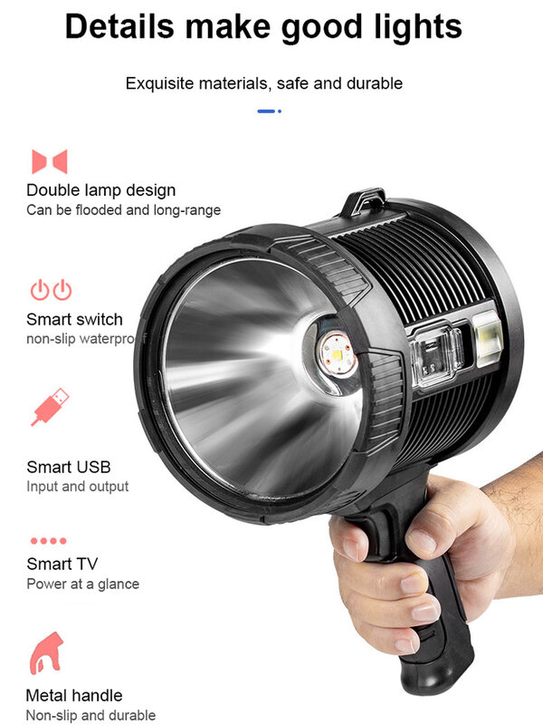 أضواء كاشفة مقاومة للماء W5112 P50 قوية مصباح ليد جيب المحمولة الشعلة مصباح الكشاف USB السوبر مشرق قابلة للشحن