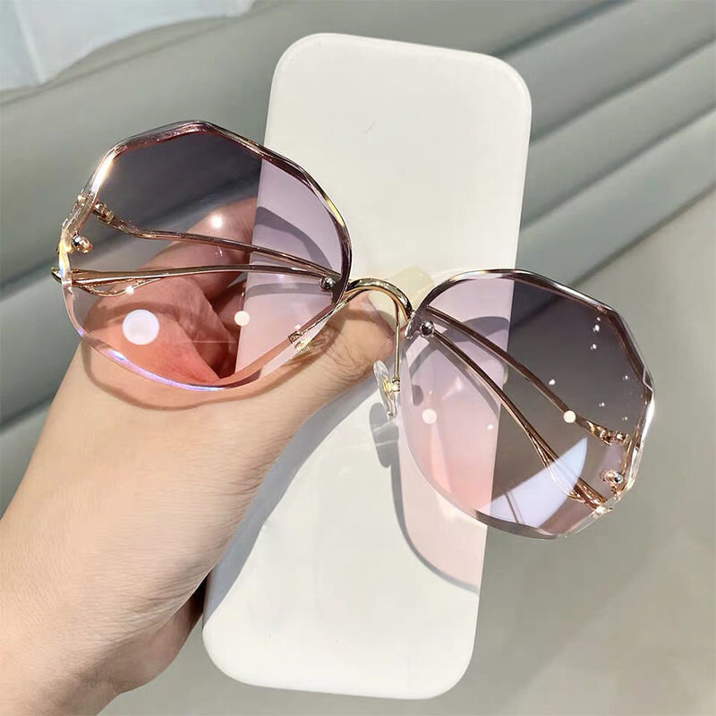 2022 moda herbata gradientowe okulary przeciwsłoneczne damskie marka projekt Vintage Pilot Retro cięcia soczewki gradientowe okulary kobieta UV400