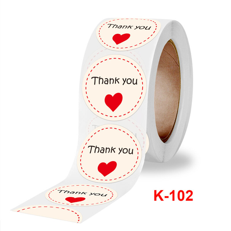 500Pcs 1Inch Vintage Thank You Stickers For Bussiness Hearts Handmade Round Card Wrap Label Sealing Sticker Decor Stationery
