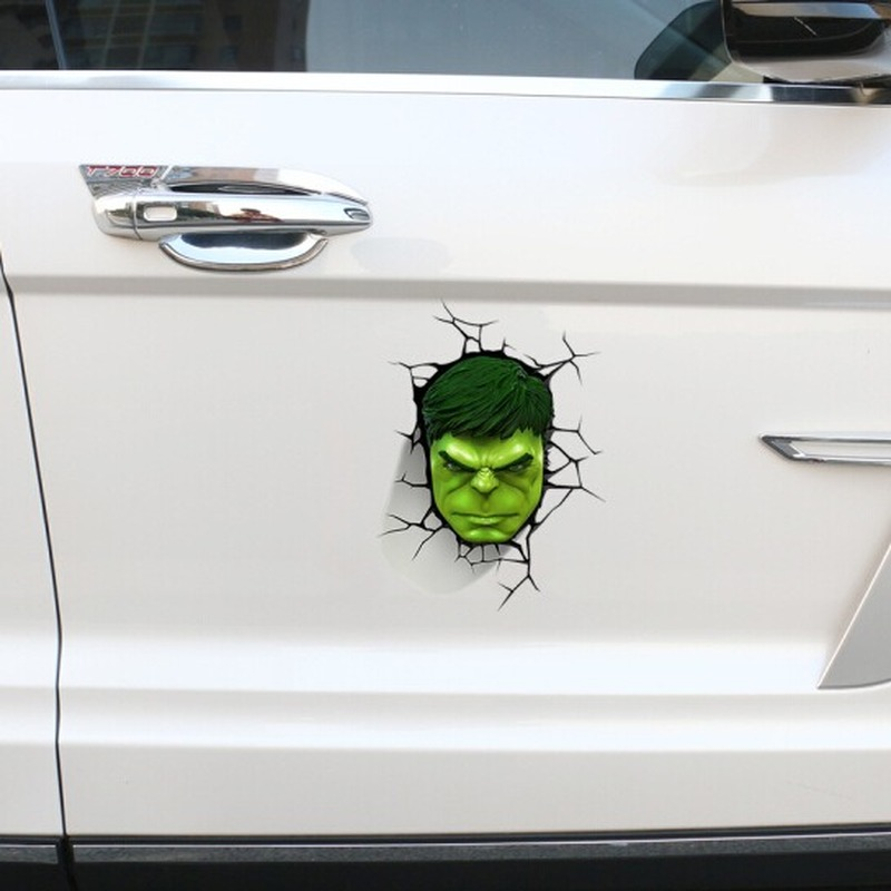 Anime marvel carro janela adesivo figura hulk 3d adesivos auto traseiro pára-brisa adesivo brinquedos decoração portátil bagagem decalque do carro estilo