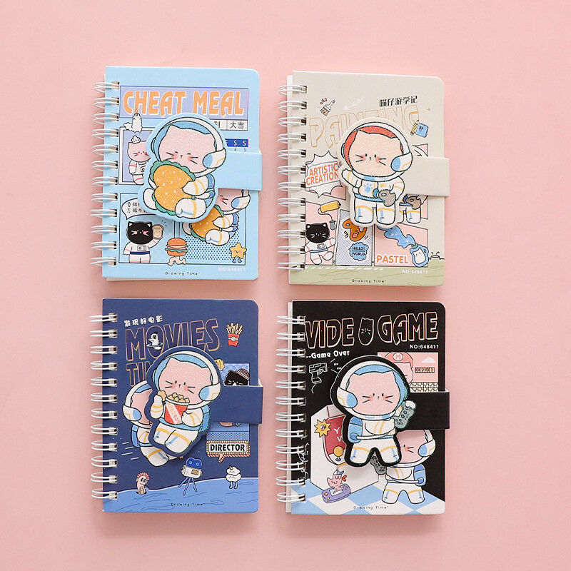 한국어 만화 미니 포켓북 귀여운 코일 책 휴대용 메모장 메시지 메모 노트북, 학생을 위한 사무실 간단한 저널 선물