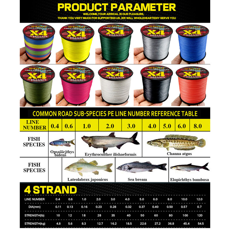 500M Super Strong 4.8-36.8kg Carp Fishing Line 4 Strands Multifilament PE Braided Cord Extreme Floating Fly Fishing