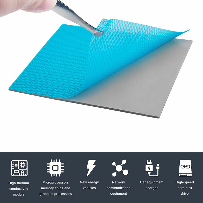 Almofada térmica silicone gesso não-condutor cpu gpu cartão de resfriamento de água esteira 21w/mk 100x100mm alta qualidade dissipador de calor almofada de resfriamento