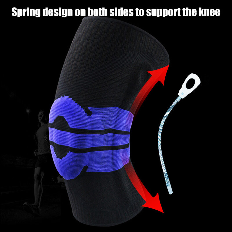 BraceTop 1 PC Basketball Cycling Knee Patella Protector Brace Silicone Spring Knee Pad Running Compression Knee Support Sleeves