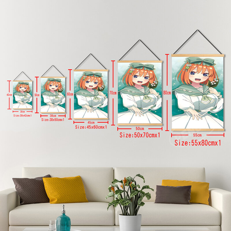 Trang Trí Tường Nhà Tranh Nội Thất Anime Nghệ Thuật Poster Gỗ Treo Tinh Hoa Quintuplets Vải In Hình Mô Đun Hình Ảnh