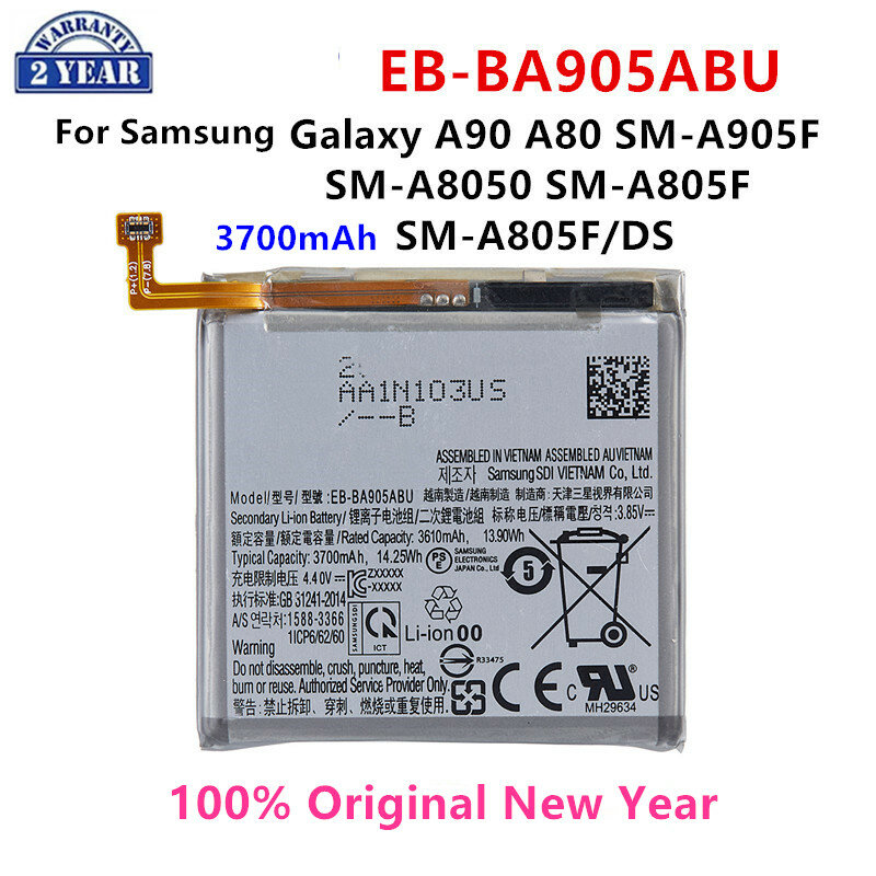 삼성 정품 EB-BA905ABU 배터리 및 도구, 삼성 갤럭시 A90 A80 SM-A905F SM-A8050 SM-A805F SM-A805F DS 배터리, 3700mAh