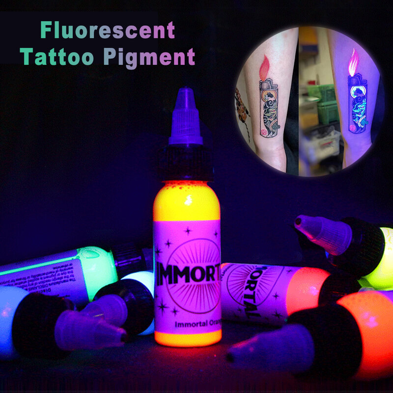 15Ml Profesional Aman Cahaya Hitam Tato Uv Tinta DIY Ungu Cahaya Neon Tato Pigmen Permanen Makeup untuk Lukisan Tubuh