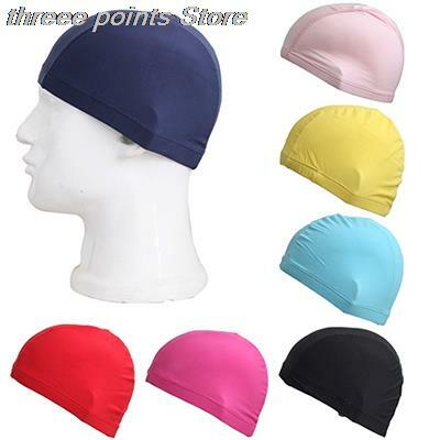 男性と女性のためのラテックス製水泳帽,大人の髪のスポーツ帽子,長い伸縮性のある,ランダムな色,1個