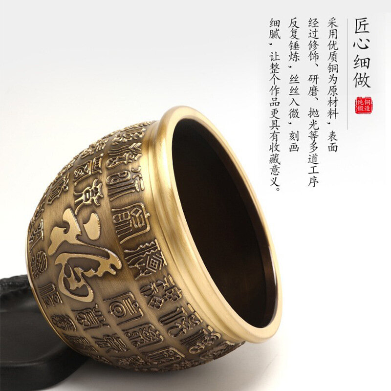 Cilindro de latón de cobre puro Baifu, cilindro de dinero de la suerte en el Tesoro, Cornucopia, hogar, oficina, escritorio, adornos artesanales