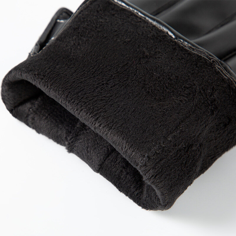 Luvas de couro preto para o telefone touchscreen flexível à prova de vento quente luvas térmicas novas luvas antiderrapantes de alta qualidade
