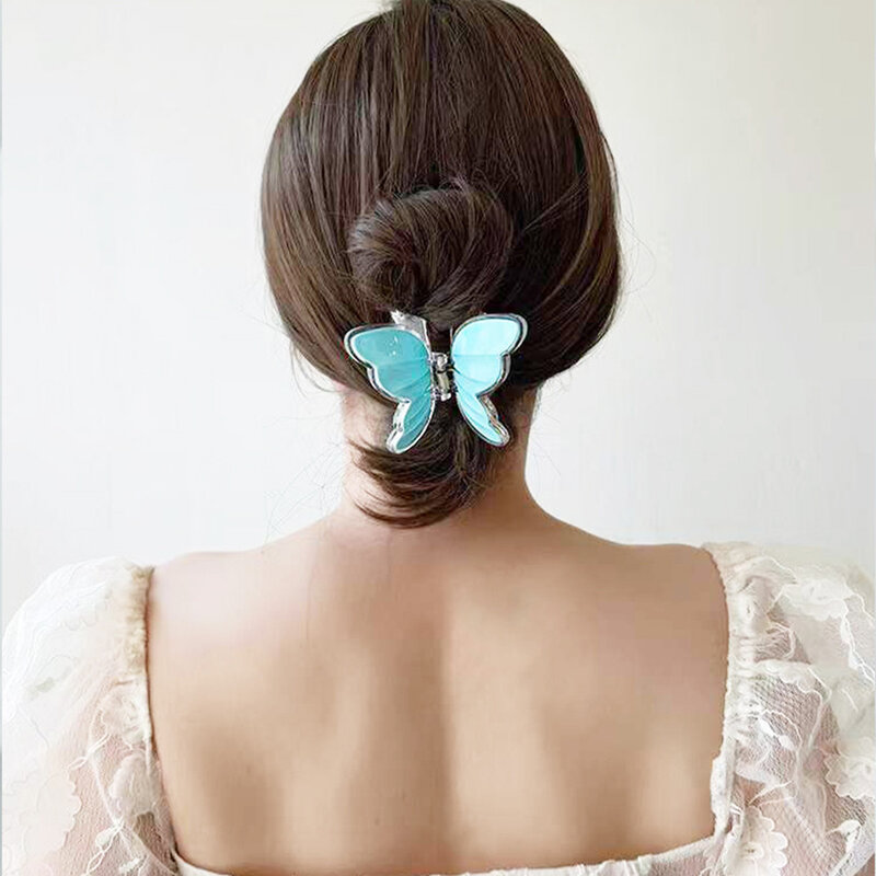 Pinza de pelo de mariposa para mujer y niña, pasador de Color sólido, pasadores, accesorios para el cabello, 1 piezas