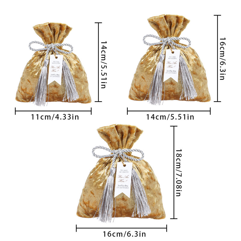 3Sizes Portable Drawstring Pocket Velvet Candy Bag Tassel Bag Dust Protect Gift Bags Trendy Fashion Wedding Party Candy Pouches