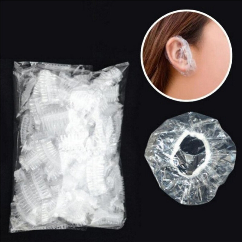 100 Pieces Disposable Earmuffs Clear Plastic Waterproof Earmuffs for Salon Hair Coloring Bath Shower Ear Guard Cover Wholesale