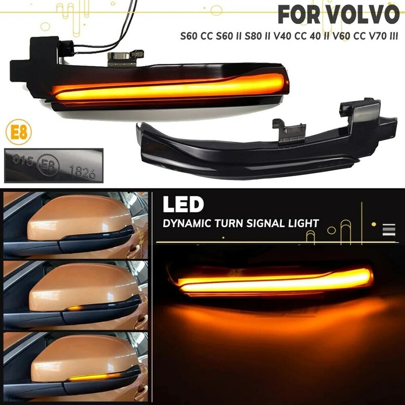 For Volvo V40 CC II V60 S60 2011-2018 S80 V70 III Car Dynamic LED Turn Signal Light Rearview Mirror Light Indicator