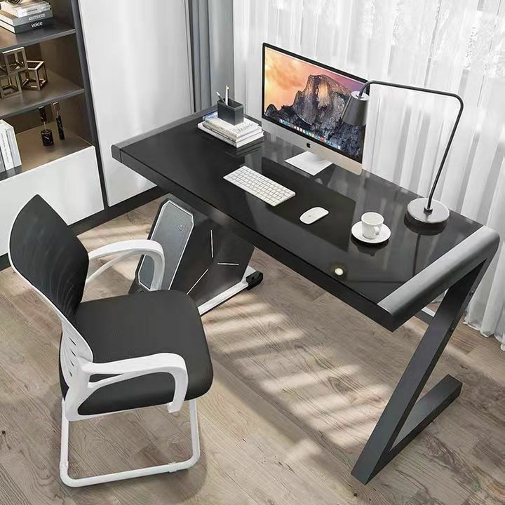 Bureau d'ordinateur en verre trempé, mobilier de bureau moderne et Simple, bureau d'étude, Table de jeu